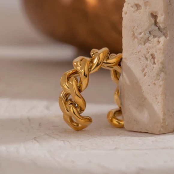 18K gold plated chunky chain ring - Picture 6 of 7